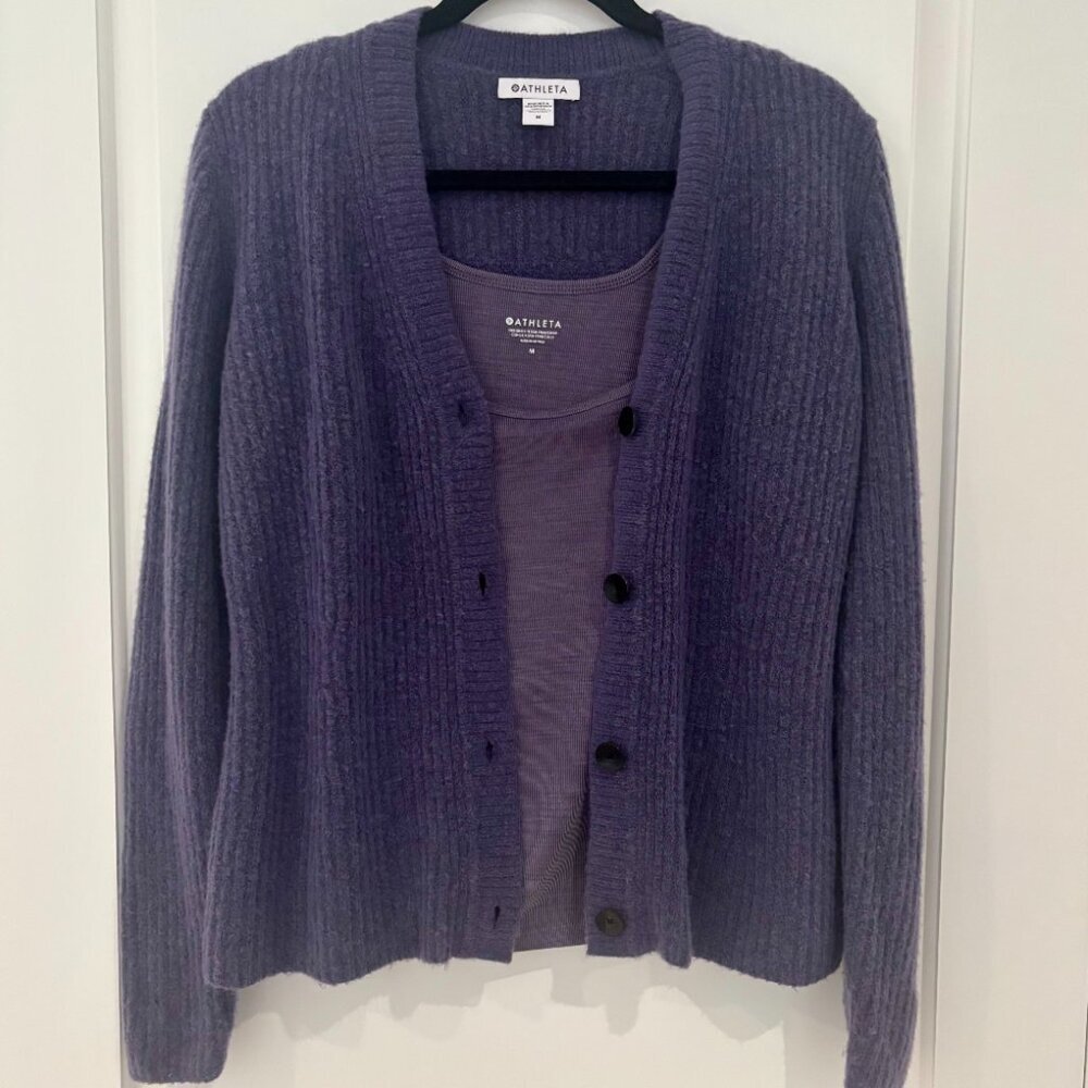 Athleta Layover Cardigan in Nightfall Purple. Size Medium. *WORN ONLY ONCE*